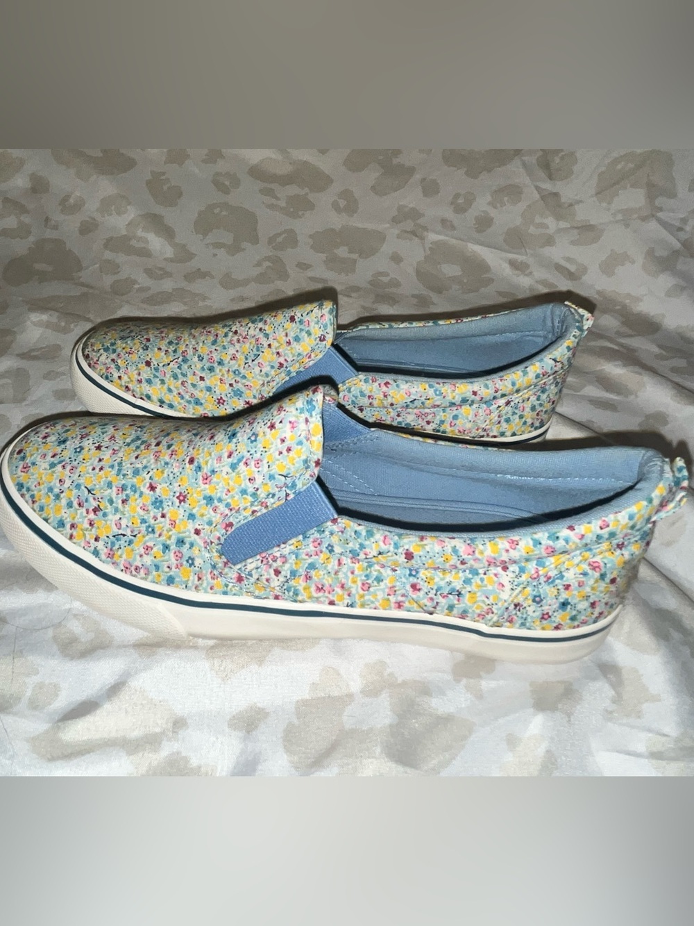 Sugar Multicolor Floral Slip-On Sneakers with Blue Accents